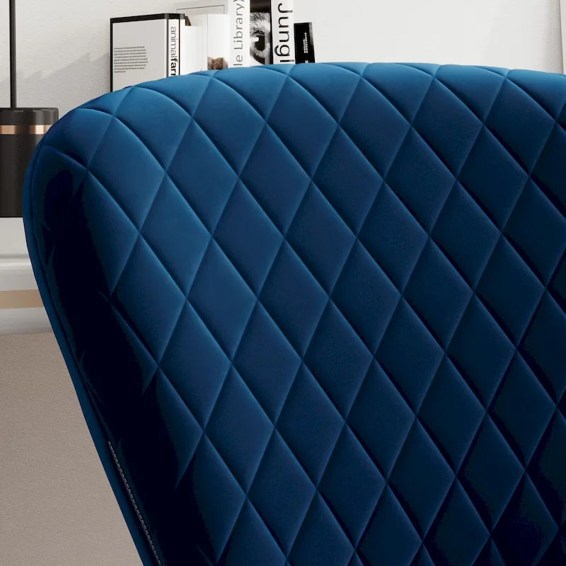 Velvet Armless Adjustable Swivel Home Office Chair