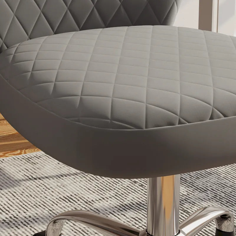 Velvet Armless Adjustable Swivel Home Office Chair
