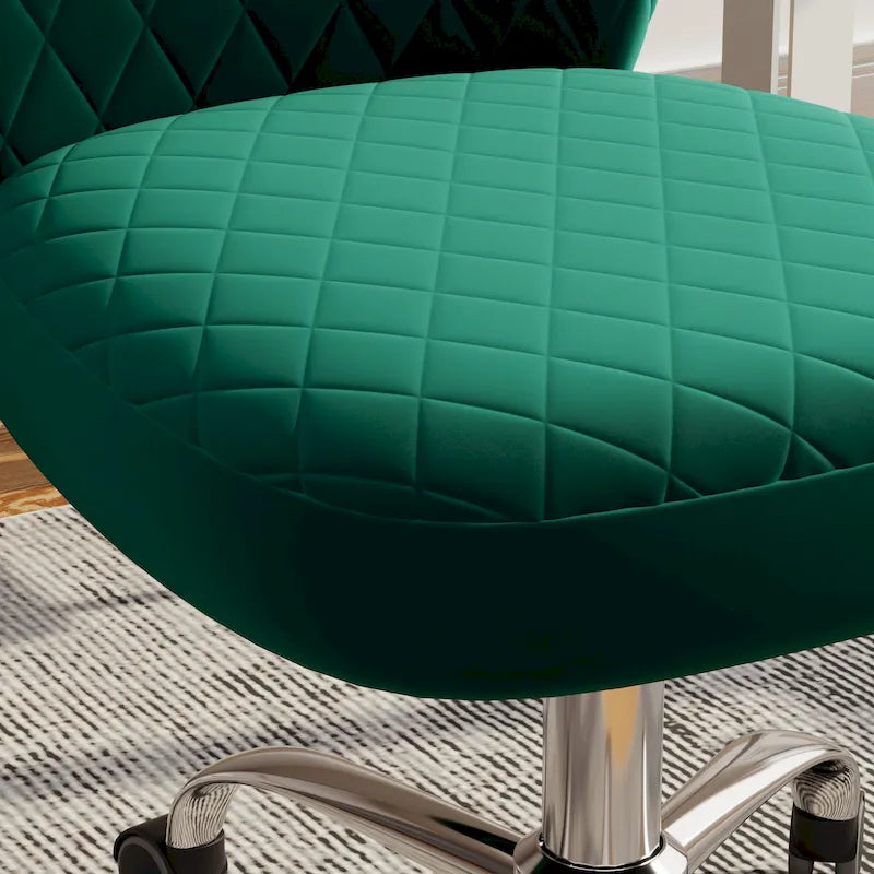 Velvet Armless Adjustable Swivel Home Office Chair