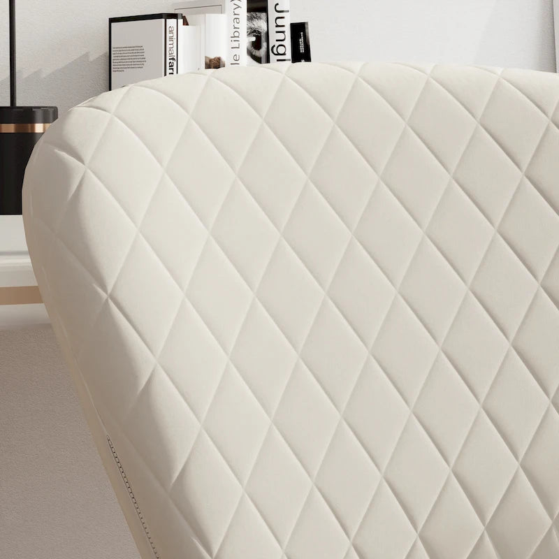 Velvet Armless Adjustable Swivel Home Office Chair