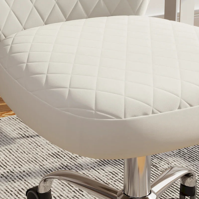 Velvet Armless Adjustable Swivel Home Office Chair