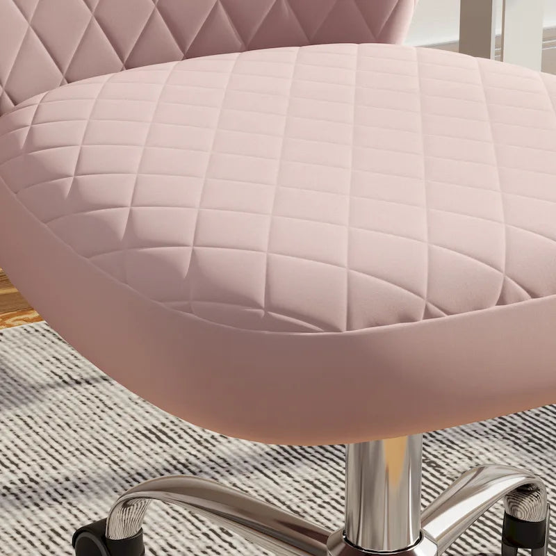 Velvet Armless Adjustable Swivel Home Office Chair