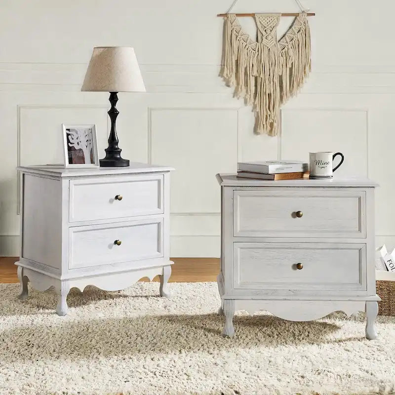 Pallantium 24 Tall 2 - Drawer Nightstand with Charging Station Space Set of 2 by HULALA HOME