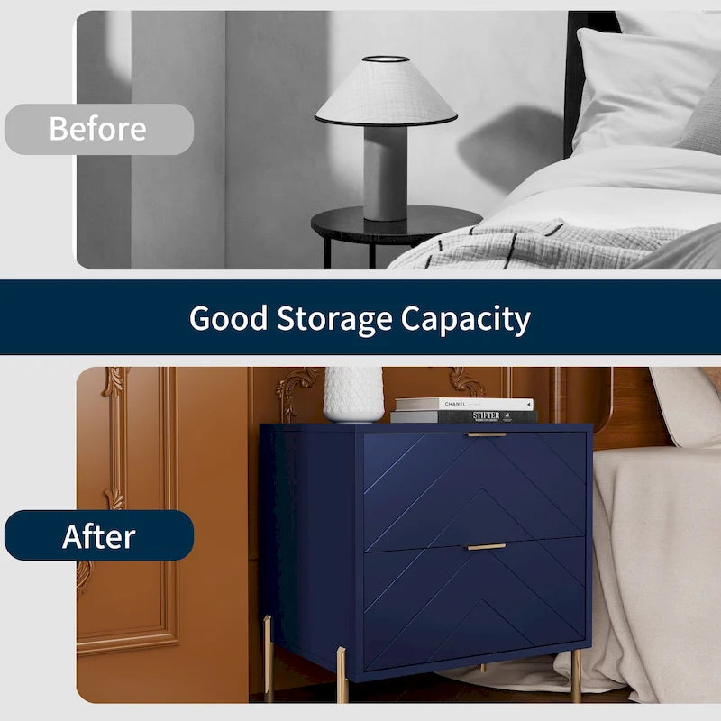 Modern 2-Drawer Storage Nightstand