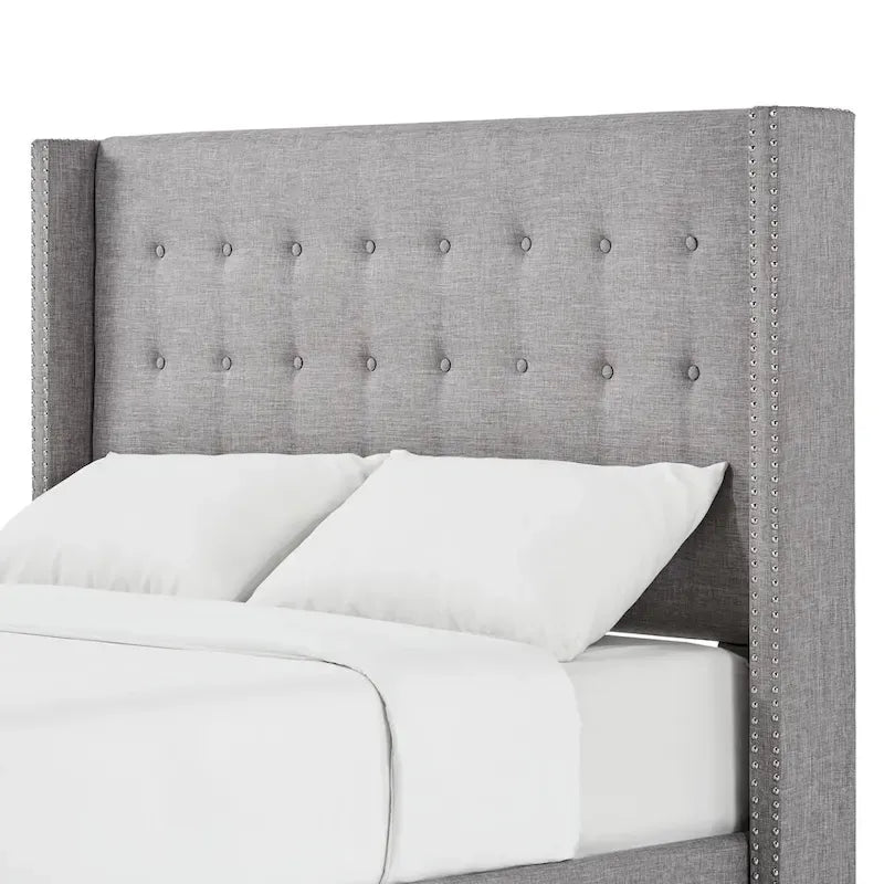 Melina Linen Tufted Wingback Headboard