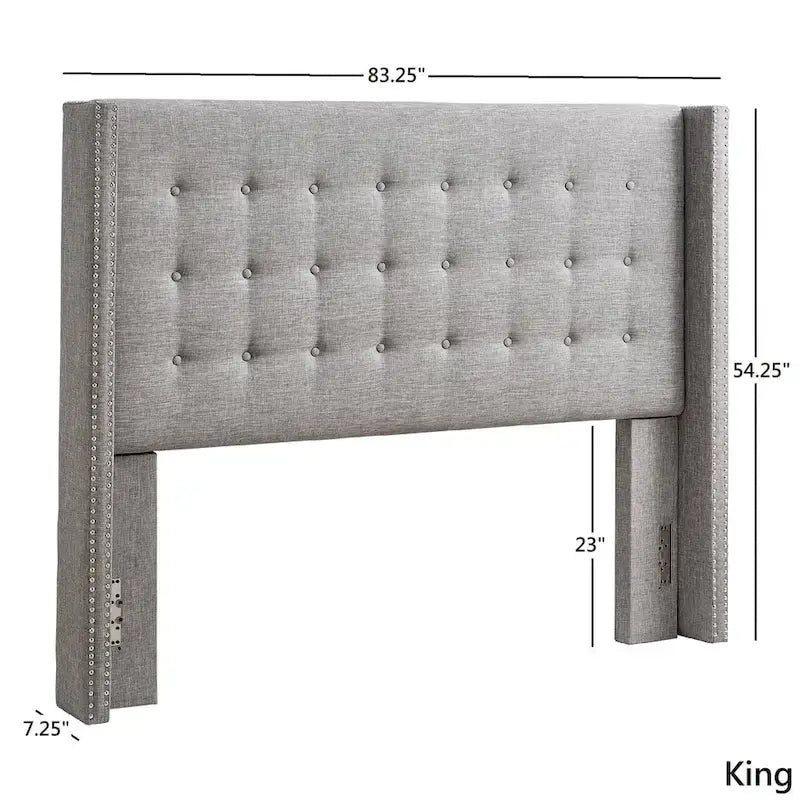 Melina Linen Tufted Wingback Headboard