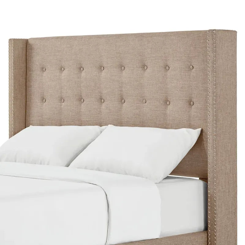 Melina Linen Tufted Wingback Headboard