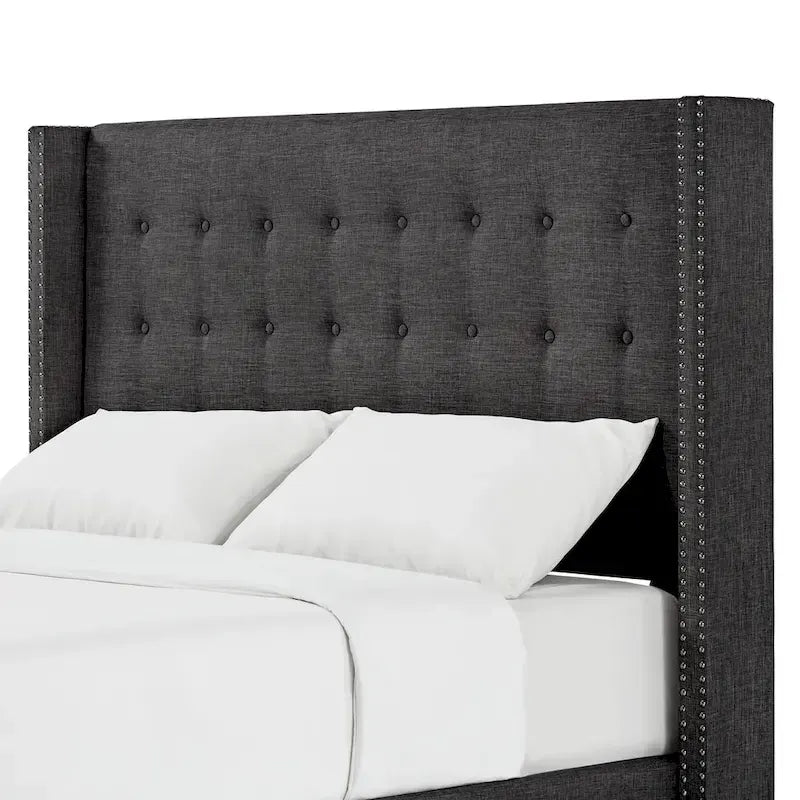 Melina Linen Tufted Wingback Headboard