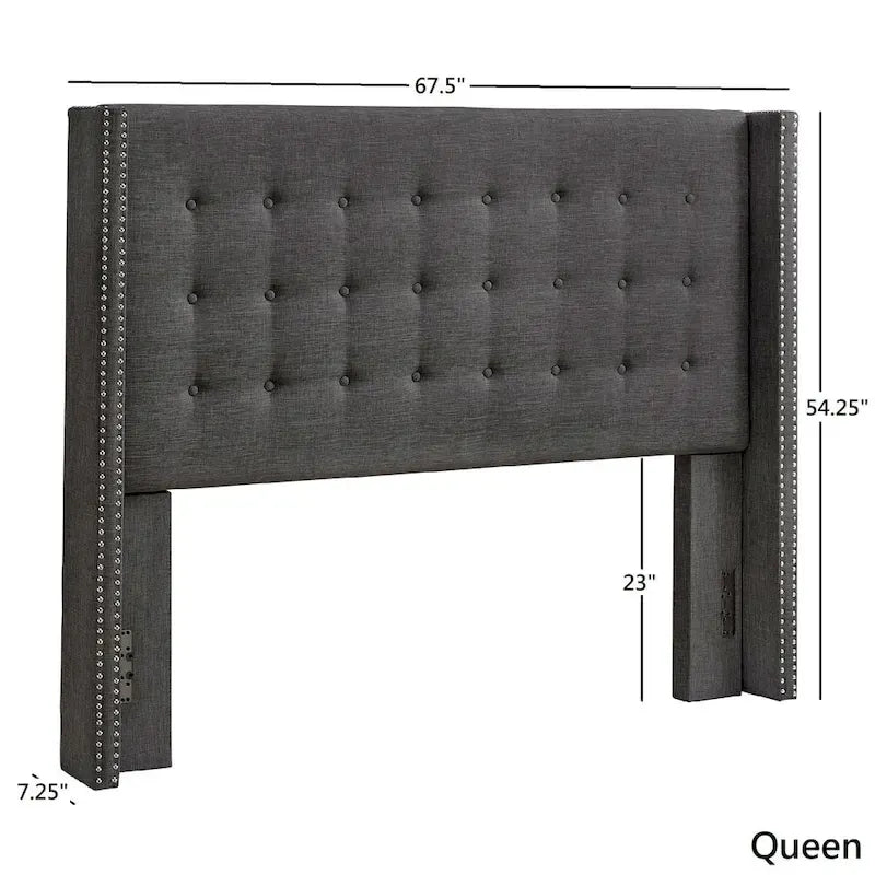 Melina Linen Tufted Wingback Headboard