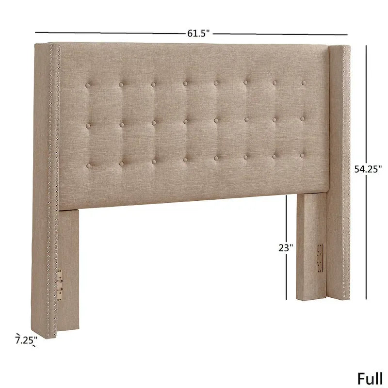 Melina Linen Tufted Wingback Headboard