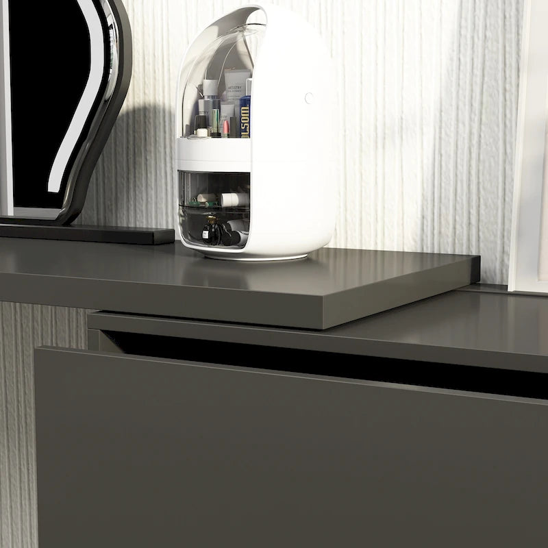 32.7H Rotating Dresser and Desk 6 Drawer Dresser Makeup Vanity White/Black