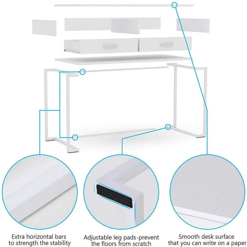 Computer Desk with Drawers, Writing Desk