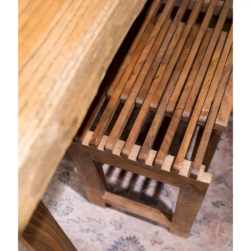 Natural Solid Mango Wood Extendable Bench