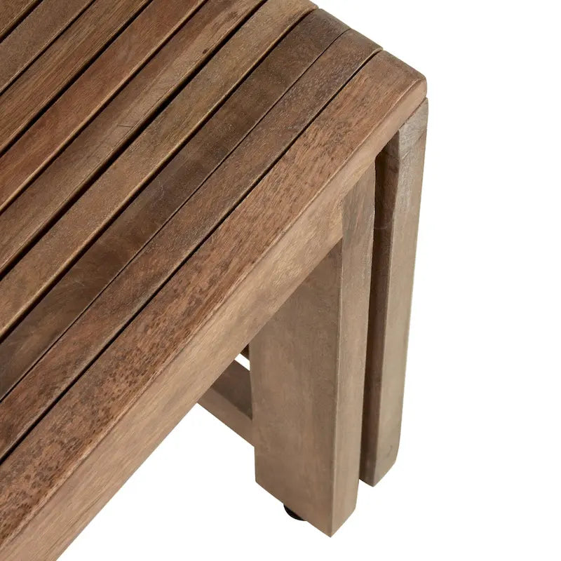 Natural Solid Mango Wood Extendable Bench