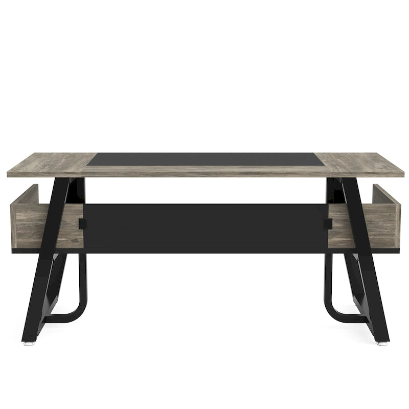 Office Executive Desk with Storage Shelf, Business Workstation, Writing Desk for the boss room