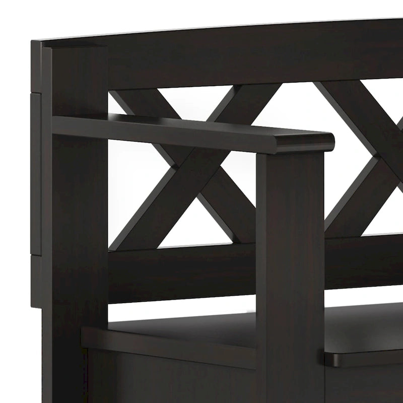 Solid Wood 36 Inch Wide Transitional Small Entryway Storage Bench
