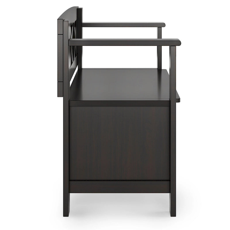 Solid Wood 36 Inch Wide Transitional Small Entryway Storage Bench
