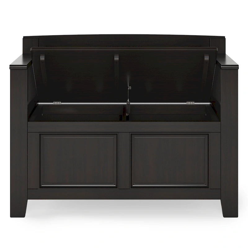 Solid Wood 36 Inch Wide Transitional Small Entryway Storage Bench