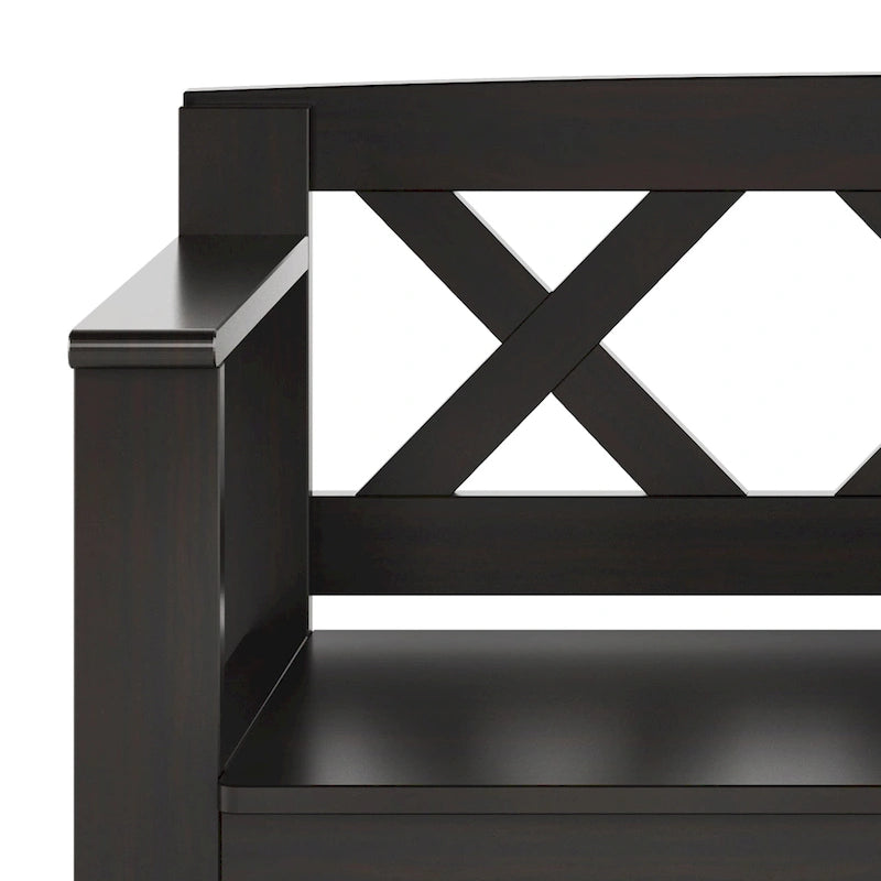 Solid Wood 36 Inch Wide Transitional Small Entryway Storage Bench