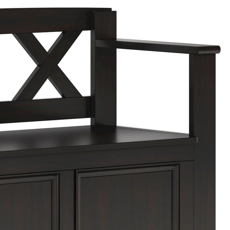 Solid Wood 36 Inch Wide Transitional Small Entryway Storage Bench