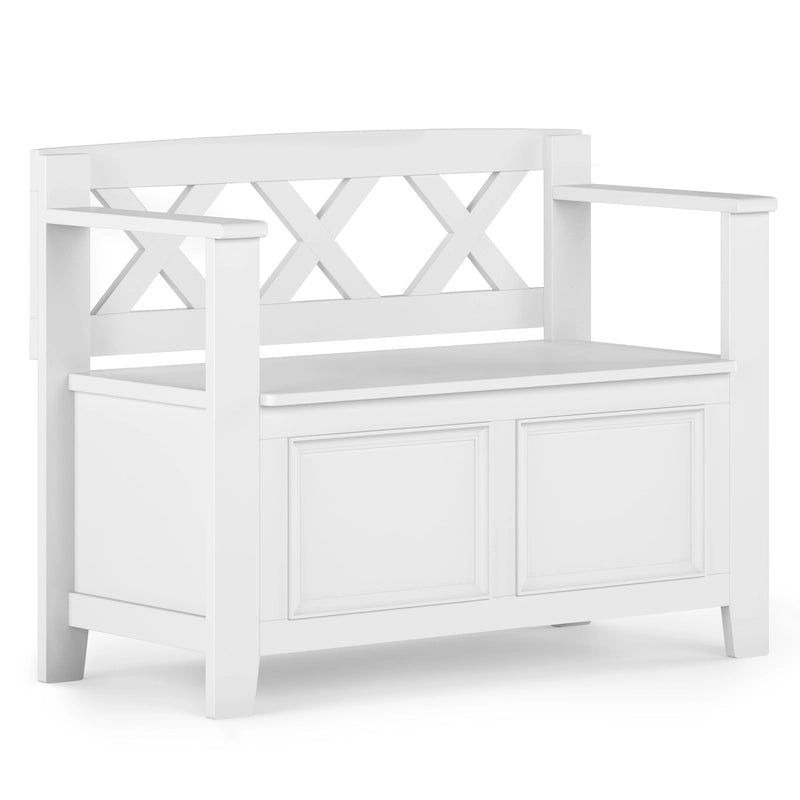 Solid Wood 36 Inch Wide Transitional Small Entryway Storage Bench