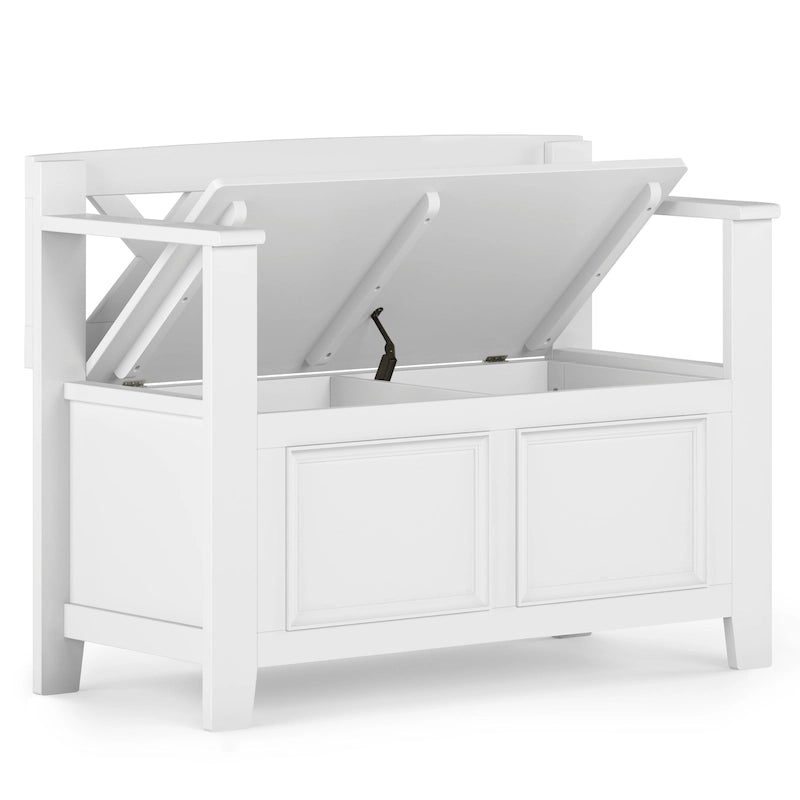 Solid Wood 36 Inch Wide Transitional Small Entryway Storage Bench