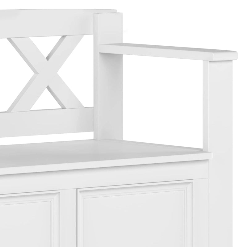 Solid Wood 36 Inch Wide Transitional Small Entryway Storage Bench