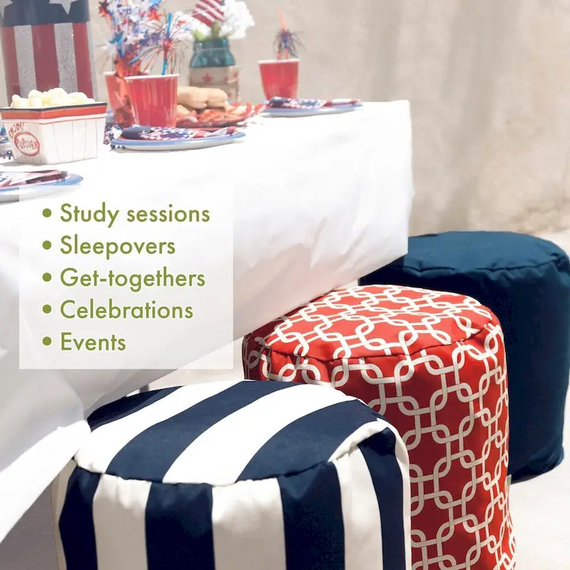 Vertical Stripe Indoor / Outdoor Ottoman Pouf 16 L x 16 W x 17 H