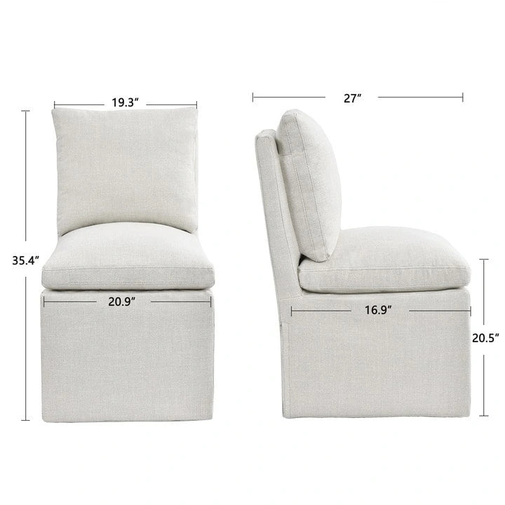 Linen 25 Upholstered Swiveling Rolling Dining Chairs with Casters