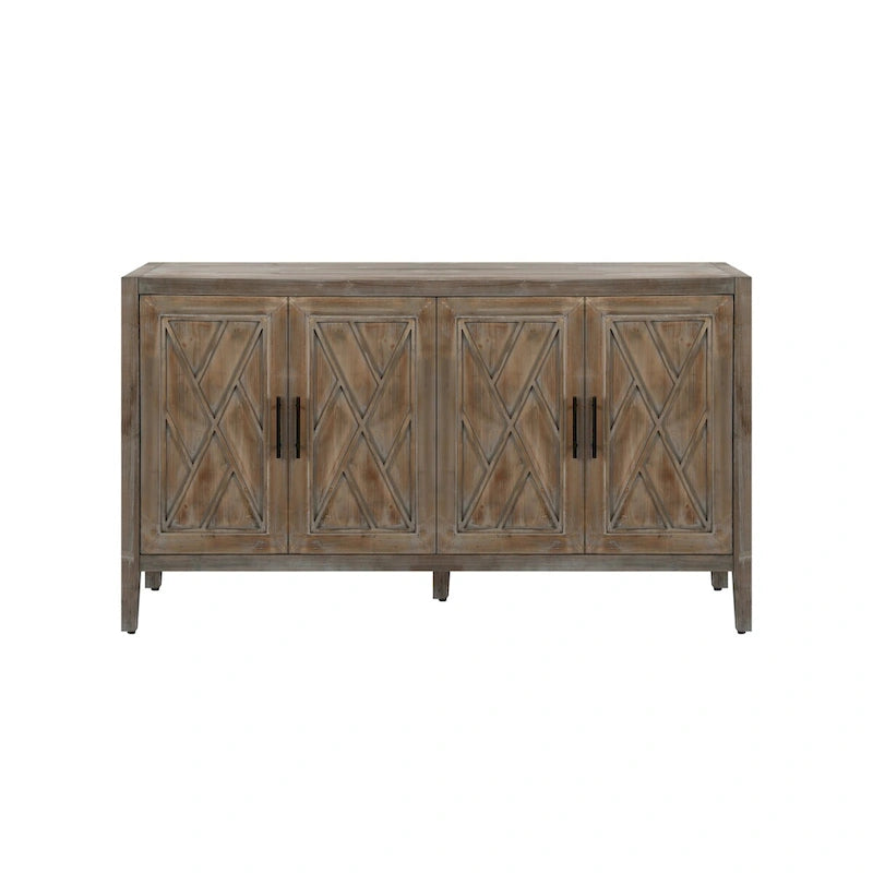 4 Door Wooden Twill Sideboard American Country Vintage Cabinet