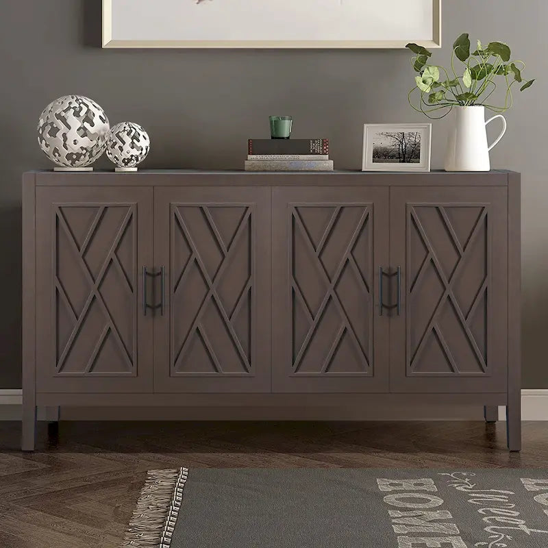 4 Door Wooden Twill Sideboard American Country Vintage Cabinet