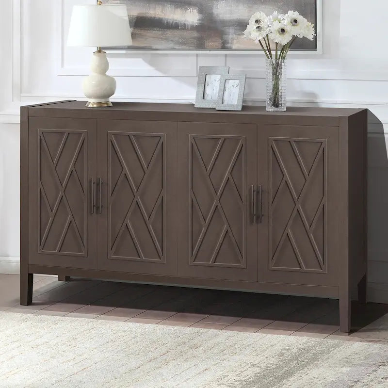 4 Door Wooden Twill Sideboard American Country Vintage Cabinet