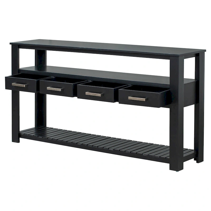 Modern Console Table with 4 Drawers and 2 Shelves
