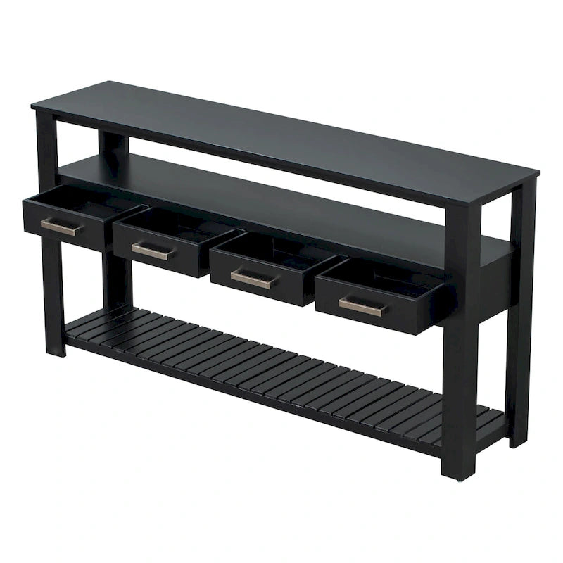 Modern Console Table with 4 Drawers and 2 Shelves