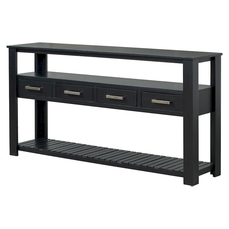 Modern Console Table with 4 Drawers and 2 Shelves