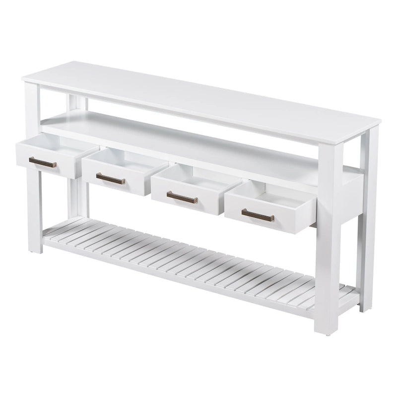 Modern Console Table with 4 Drawers and 2 Shelves