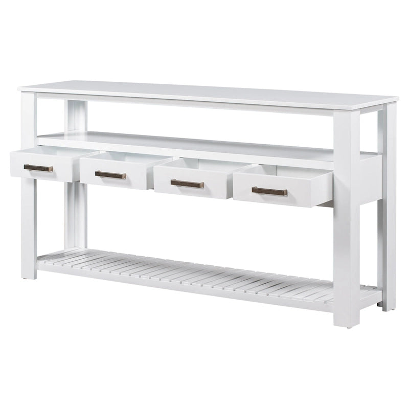 Modern Console Table with 4 Drawers and 2 Shelves
