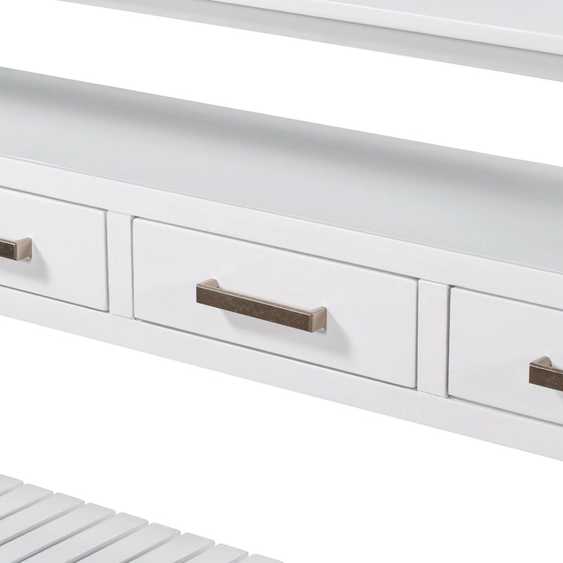 Modern Console Table with 4 Drawers and 2 Shelves