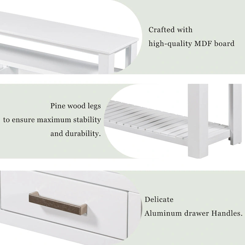 Modern Console Table with 4 Drawers and 2 Shelves