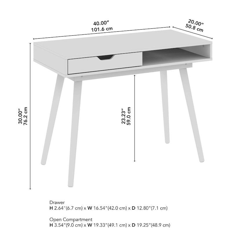 Nora 40W Writing Computer Desk with Storage