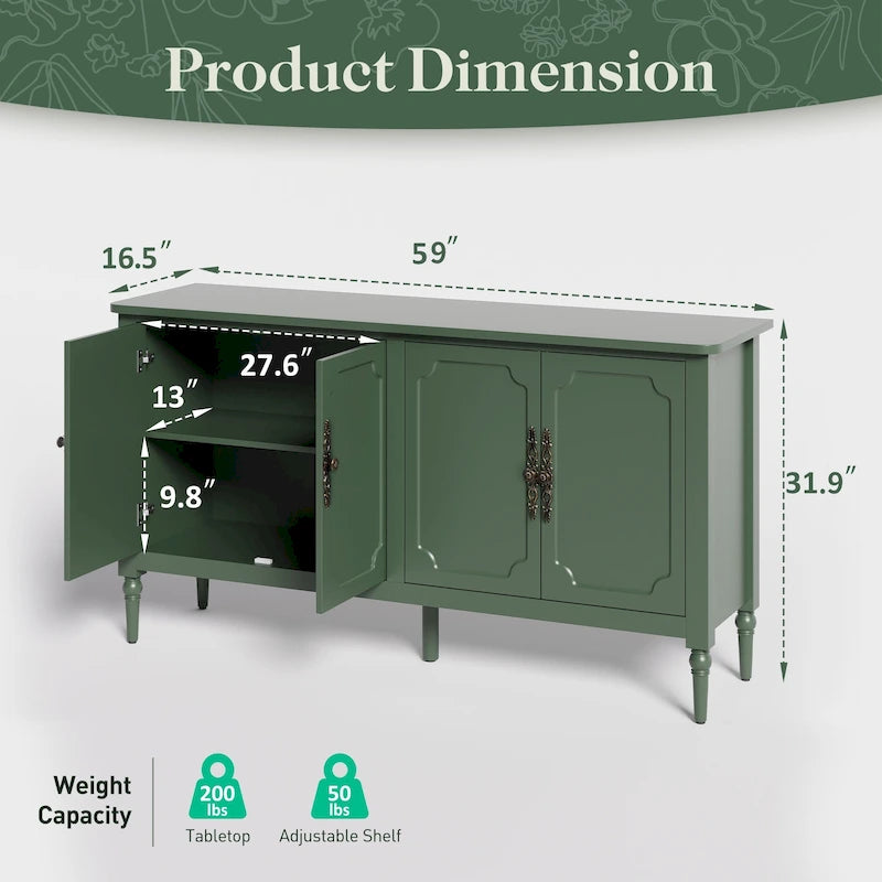 58 Accent Cabinet with 4 Doors