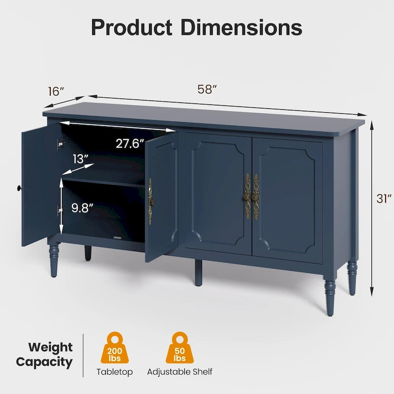 58 Accent Cabinet with 4 Doors