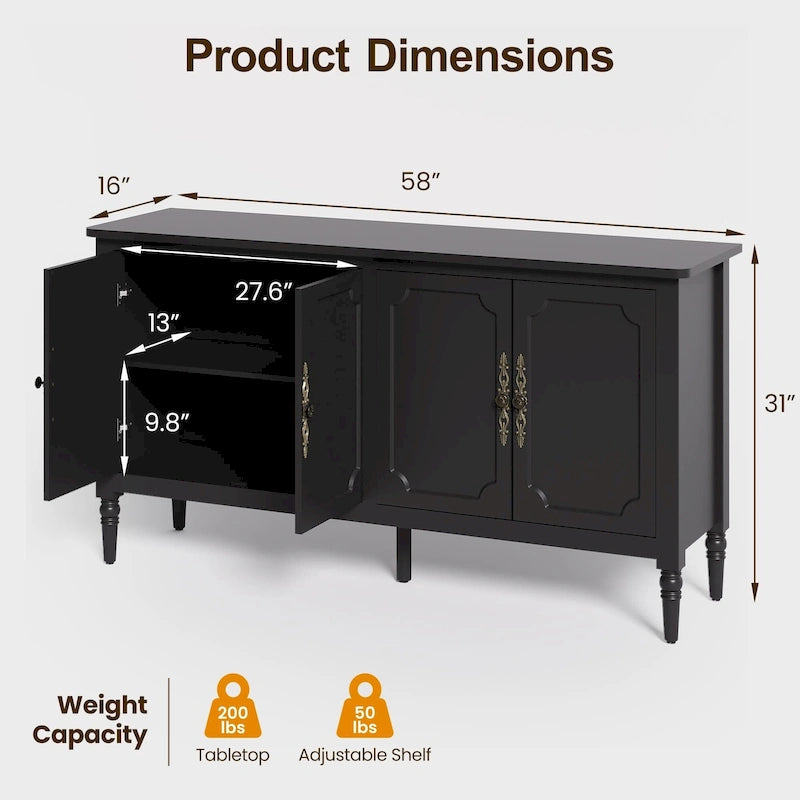 58 Accent Cabinet with 4 Doors